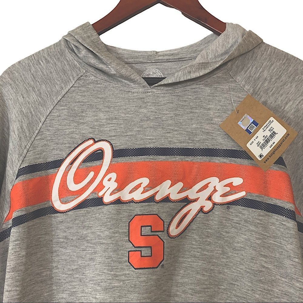 😊 3/$30 Syracuse Orange Rivalry Women's Grey Long Sleeve Hooded Tee Sz S NEW